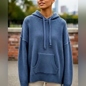 Cozy Casual Waffle Knit Hoodie Sweater   Oversized Pullover for Fall & Winter SM